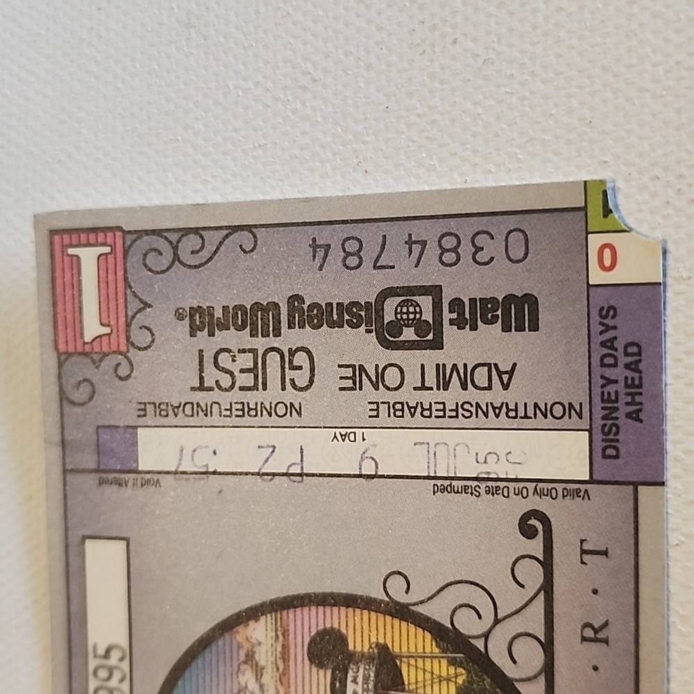 Vtg. Walt Disney World 1 day all 3 park pass July 15, 1995 - Picture 4 of 5